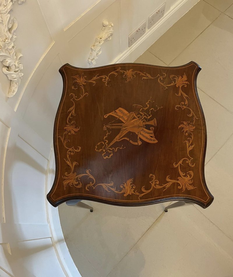 Superb Quality Antique Victorian Marquetry Inlaid Mahogany Lamp Table - Image 11